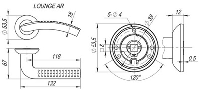 РУЧКА РАЗДЕЛЬНАЯ LOUNGE AR SN/CP-3 МАТОВЫЙ НИКЕЛЬ/ХРОМ, КВАДРАТ 8x130 ММ